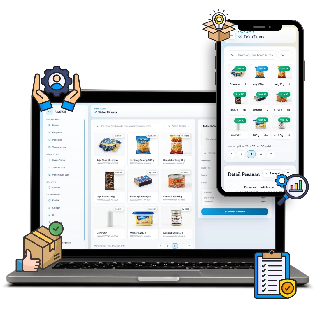 Pratinjau dashboard AsetPOS